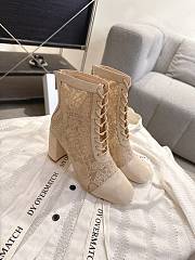 Okify Dior J'Adior Beige Embroidered Mesh Boots 8cm 28278 - 1