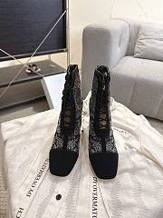 Okify Dior J'Adior Black Rhinestone Embroidered Mesh Boots 8cm 28279 - 6