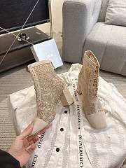Okify Dior J'Adior Beige Rhinestone Embroidered Mesh Boots 8cm 28280 - 6