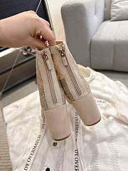 Okify Dior J'Adior Beige Rhinestone Embroidered Mesh Boots 8cm 28280 - 5