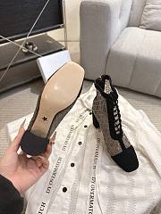 Okify Dior J'Adior Black Rhinestone Embroidered Mesh Boots 8cm 28281 - 6