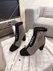 Okify Dior J'Adior Black Rhinestone Embroidered Mesh Boots 8cm 28281 - 3