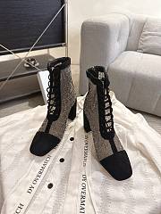 Okify Dior J'Adior Black Rhinestone Embroidered Mesh Boots 8cm 28281 - 4