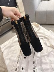 Okify Dior J'Adior Black Rhinestone Embroidered Mesh Boots 8cm 28281 - 5