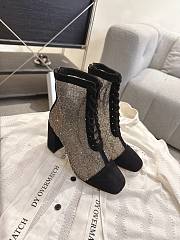 Okify Dior J'Adior Black Rhinestone Embroidered Mesh Boots 8cm 28281 - 1