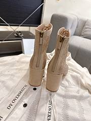 Okify Dior J'Adior Beige Rhinestone Embroidered Mesh Boots 8cm 28282 - 6