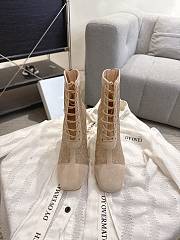 Okify Dior J'Adior Beige Rhinestone Embroidered Mesh Boots 8cm 28282 - 5