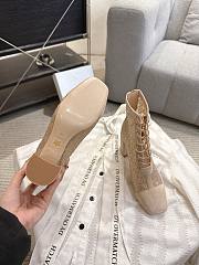 Okify Dior J'Adior Beige Rhinestone Embroidered Mesh Boots 8cm 28282 - 3