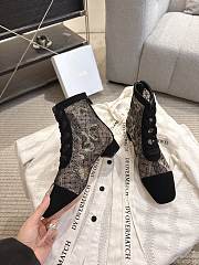 Okify Dior J'Adior Black Embroidered Mesh Boots 3.5cm 28273 - 2