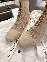 Okify Dior J'Adior Beige Embroidered Mesh Boots 3.5cm 28286 - 2