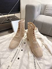 Okify Dior J'Adior Beige Embroidered Mesh Boots 3.5cm 28286 - 4