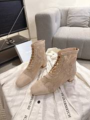 Okify Dior J'Adior Beige Embroidered Mesh Boots 3.5cm 28286 - 5