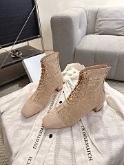 Okify Dior J'Adior Beige Embroidered Mesh Boots 3.5cm 28288 - 5
