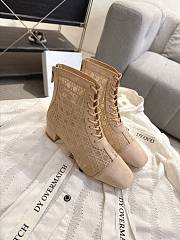 Okify Dior J'Adior Beige Embroidered Mesh Boots 3.5cm 28288 - 1