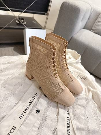 Okify Dior J'Adior Beige Embroidered Mesh Boots 3.5cm 28288