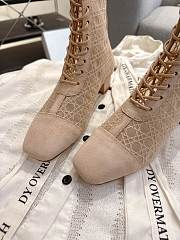 Okify Dior J'Adior Beige Embroidered Mesh Boots 3.5cm 28288 - 4