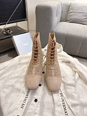 Okify Dior J'Adior Beige Embroidered Mesh Boots 3.5cm 28288 - 3