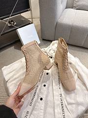 Okify Dior J'Adior Beige Embroidered Mesh Boots 3.5cm 28290 - 5