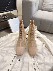 Okify Dior J'Adior Beige Embroidered Mesh Boots 3.5cm 28290 - 3