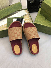 Okify Gucci Angelina Brown And Red Platform Sandals 5cm  - 5