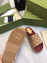 Okify Gucci Angelina Brown And Red Platform Sandals 5cm  - 4