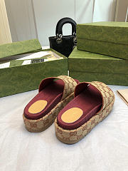 Okify Gucci Angelina Brown And Red Platform Sandals 5cm  - 3