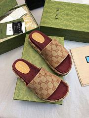 Okify Gucci Angelina Brown And Red Platform Sandals 5cm  - 2