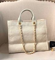 Okify CC Shopping Bag Beige Canvas Gold Hardware 38cm - 5