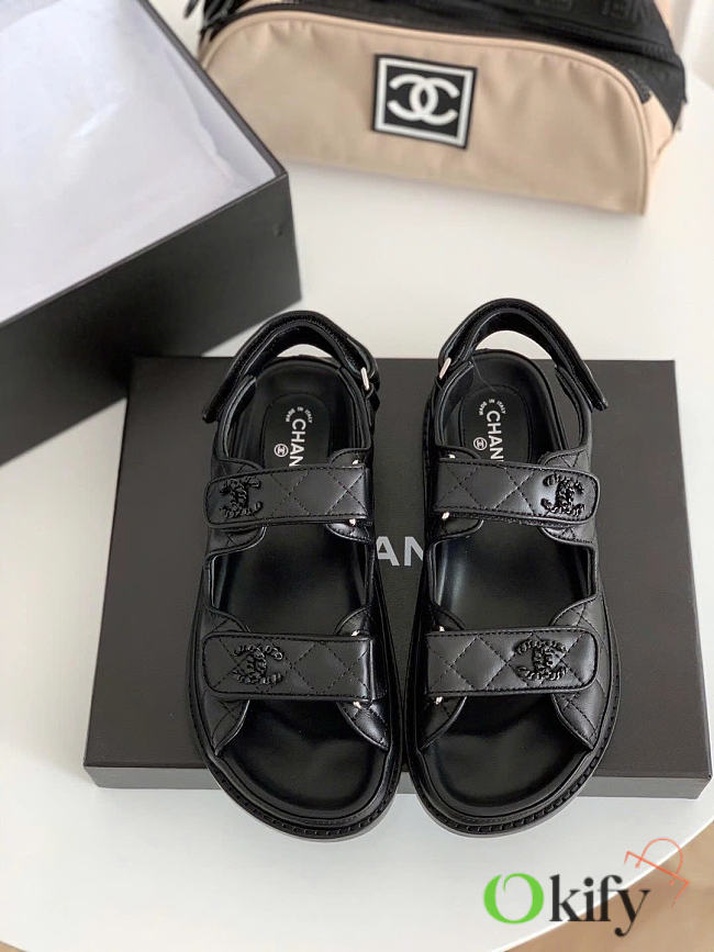 Okify CC Black Velcro Women Sandals - 1