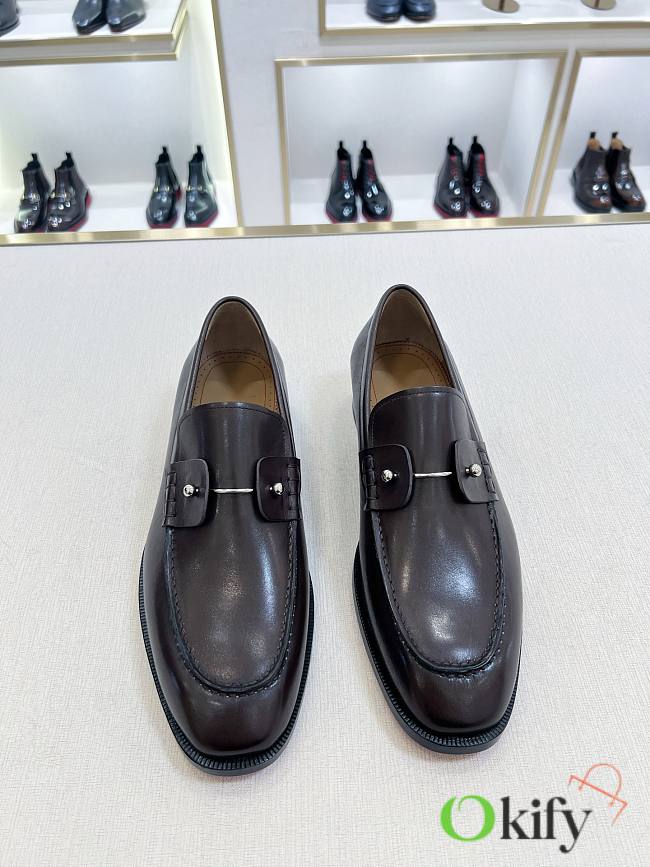 Okify Christian Louboutin Dark Brown Men Loafers - 1