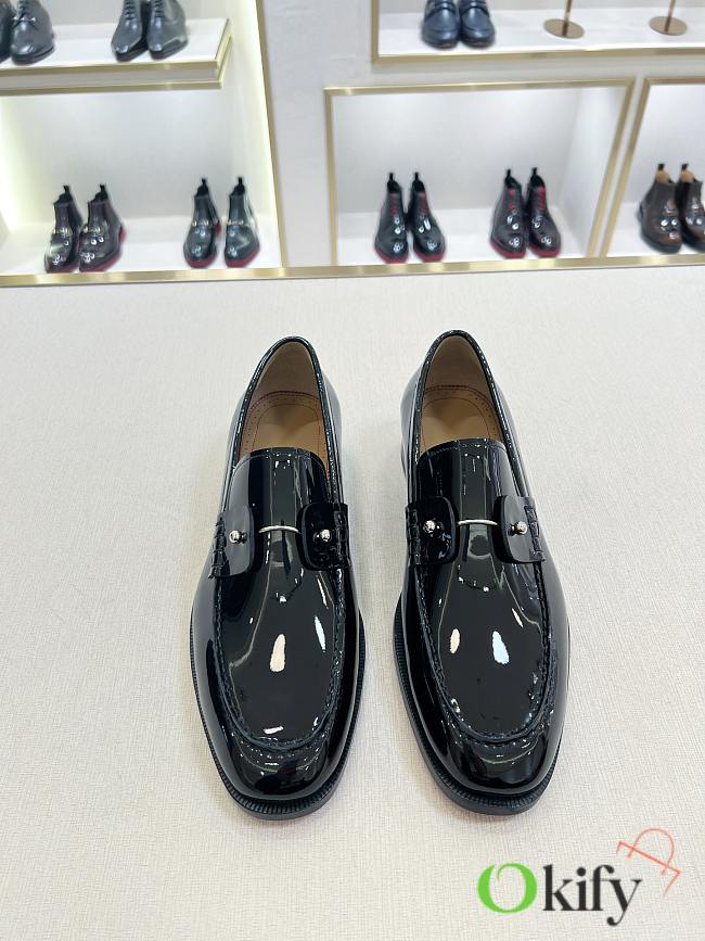 Okify Christian Louboutin Black Patent Men Loafers 28298 - 1