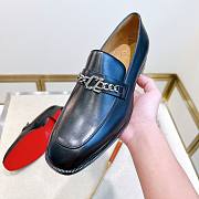 Okify Christian Louboutin Black Men Loafers With Silver Buckle 28300 - 3