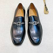 Okify Christian Louboutin Black Men Loafers With Silver Buckle 28300 - 1