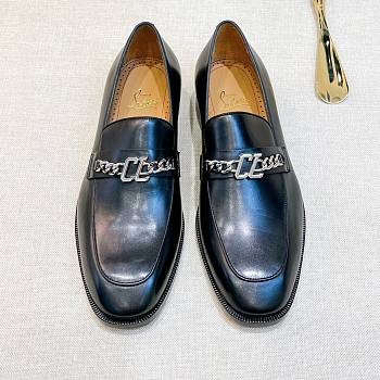 Okify Christian Louboutin Black Men Loafers With Silver Buckle 28300