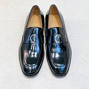 Okify Christian Louboutin Black Men Loafers With Silver Buckle 28301 - 1