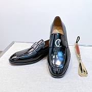 Okify Christian Louboutin Black Men Loafers With Silver Buckle 28301 - 4