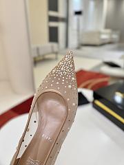 Okify Christian Louboutin Beige Mesh Rhinestone High Heels  - 5