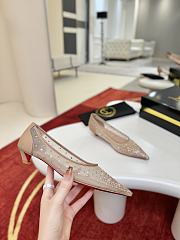 Okify Christian Louboutin Beige Mesh Rhinestone High Heels  - 4