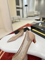 Okify Christian Louboutin Beige Mesh Rhinestone High Heels  - 3