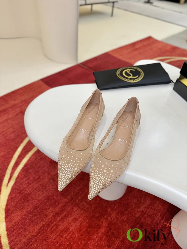 Okify Christian Louboutin Beige Mesh Rhinestone High Heels  - 1