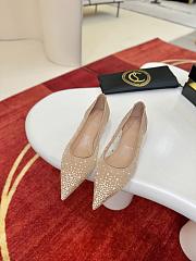 Okify Christian Louboutin Beige Mesh Rhinestone High Heels  - 1