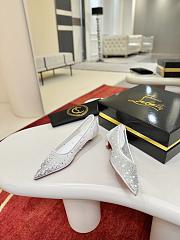 Okify Christian Louboutin White Mesh Rhinestone High Heels  - 4