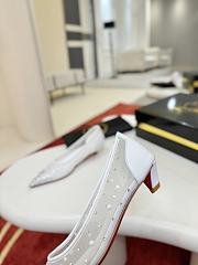 Okify Christian Louboutin White Mesh Rhinestone High Heels  - 3