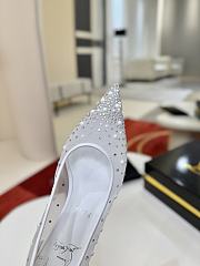 Okify Christian Louboutin White Mesh Rhinestone High Heels  - 2