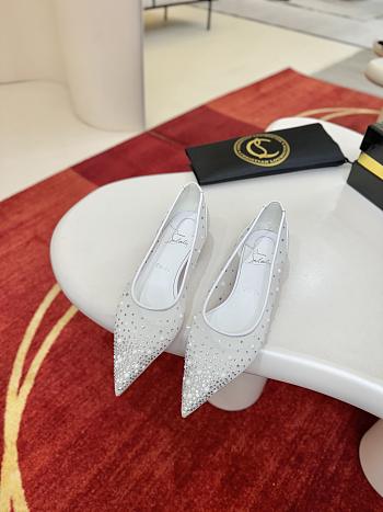 Okify Christian Louboutin White Mesh Rhinestone High Heels 