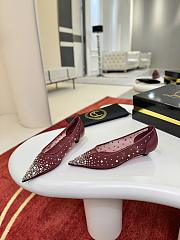 Okify Christian Louboutin Red Burgundy Mesh Rhinestone High Heels  - 2