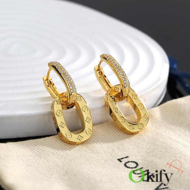 Okify Louis Vuitton Gold Earrings With Diamond  - 1