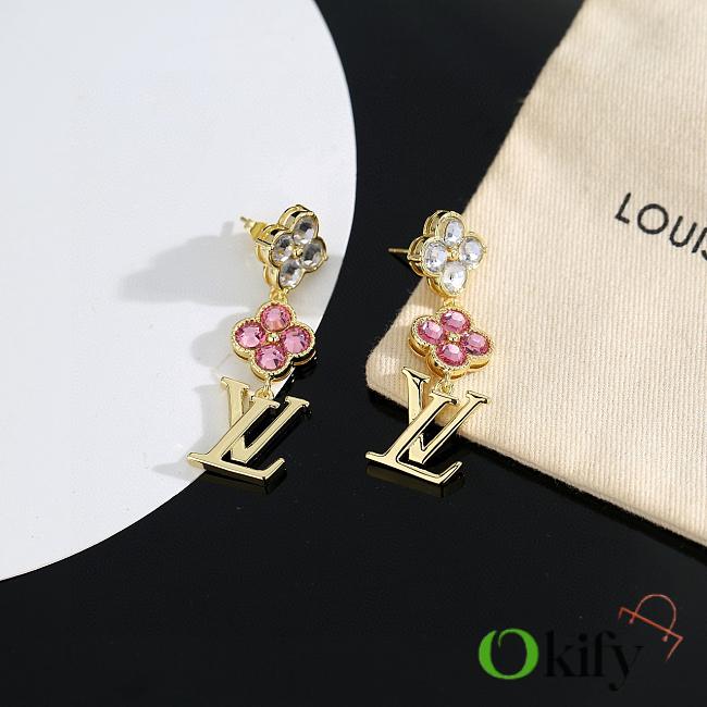 Okify Louis Vuitton Gold Flower Earrings With Diamond - 1