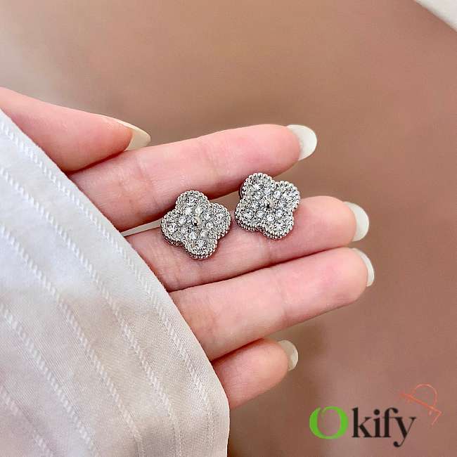 Okify VCA Silver Earrings With Diamond  - 1