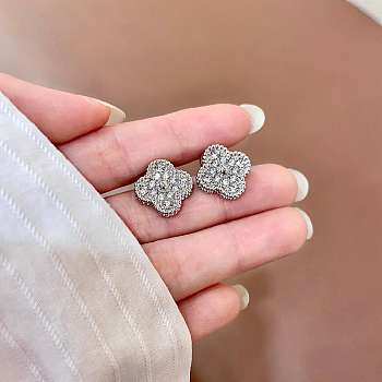 Okify VCA Silver Earrings With Diamond 